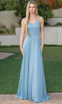 A-line Sleeveless Spaghetti Strap Sweetheart Fitted Flowy Back Zipper Beaded Open-Back Prom Dress with a Brush/Sweep Train