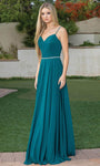 A-line Sweetheart Fitted Open-Back Beaded Back Zipper Flowy Sleeveless Spaghetti Strap Prom Dress with a Brush/Sweep Train