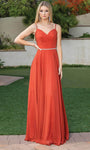 A-line Beaded Fitted Open-Back Back Zipper Flowy Sleeveless Spaghetti Strap Sweetheart Prom Dress with a Brush/Sweep Train