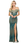Tall Mermaid Corset Natural Waistline Sweetheart Off the Shoulder Glittering Slit Sheer Back Zipper Applique Beaded Scalloped Trim Dress with a Brush/Sweep Train