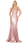 Tall V-neck Metallic Natural Waistline Mermaid Fitted Illusion Lace-Up Back Zipper Plunging Neck Flutter Sleeves Sleeveless Spaghetti Strap Dress with a Brush/Sweep Train