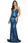 Tall V-neck Mermaid Metallic Natural Waistline Flutter Sleeves Sleeveless Spaghetti Strap Plunging Neck Illusion Fitted Back Zipper Lace-Up Dress with a Brush/Sweep Train