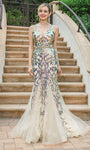 V-neck Plunging Neck Floor Length Mermaid Sleeveless Natural Waistline Fitted Back Zipper Keyhole Evening Dress/Prom Dress