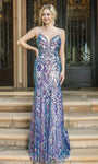 V-neck Plunging Neck Sheath Natural Waistline Floor Length Back Zipper Sleeveless Sheath Dress/Evening Dress/Prom Dress