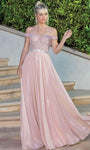 A-line Off the Shoulder Beaded Draped Wrap Semi Sheer Belted Pleated Natural Waistline Evening Dress with a Brush/Sweep Train