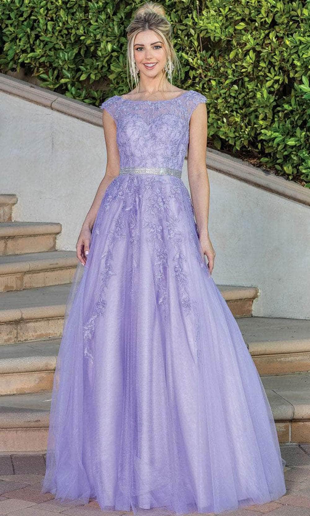 Dancing Queen 4245 - Embroidered Bateau Neck Prom Dress
