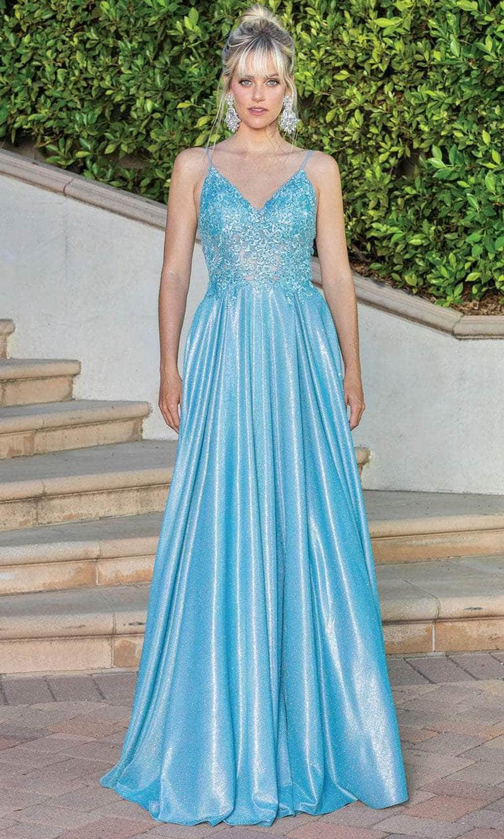 Dancing Queen 4261 - Embroidered V-neck Prom Dress
