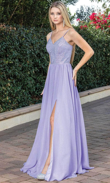 Sophisticated A-line V-neck Fitted Lace-Up Back Zipper Open-Back Beaded Empire Waistline Sleeveless Chiffon Prom Dress with a Brush/Sweep Train
