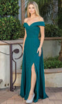 Sexy Sophisticated A-line Back Zipper Open-Back Slit Faux Wrap Off the Shoulder Natural Waistline Prom Dress with a Brush/Sweep Train