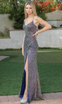 Sweetheart Sleeveless Natural Waistline Lace-Up Ruched Slit Sequined Back Zipper Sheath Sheath Dress/Prom Dress