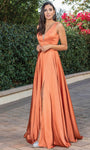 Sophisticated A-line V-neck Natural Waistline Sleeveless Floor Length Slit Fitted Sheer Dress with a Brush/Sweep Train