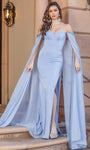 Off the Shoulder Sweetheart Fitted Beaded Slit Open-Back Sheath Natural Waistline Floor Length Sheath Dress/Prom Dress with a Brush/Sweep Train