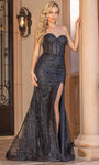 Strapless Sweetheart Floor Length Corset Natural Waistline Sheath Lace-Up Open-Back Sheer Sequined Fitted Slit Sheath Dress/Prom Dress with a Brush/Sweep Train