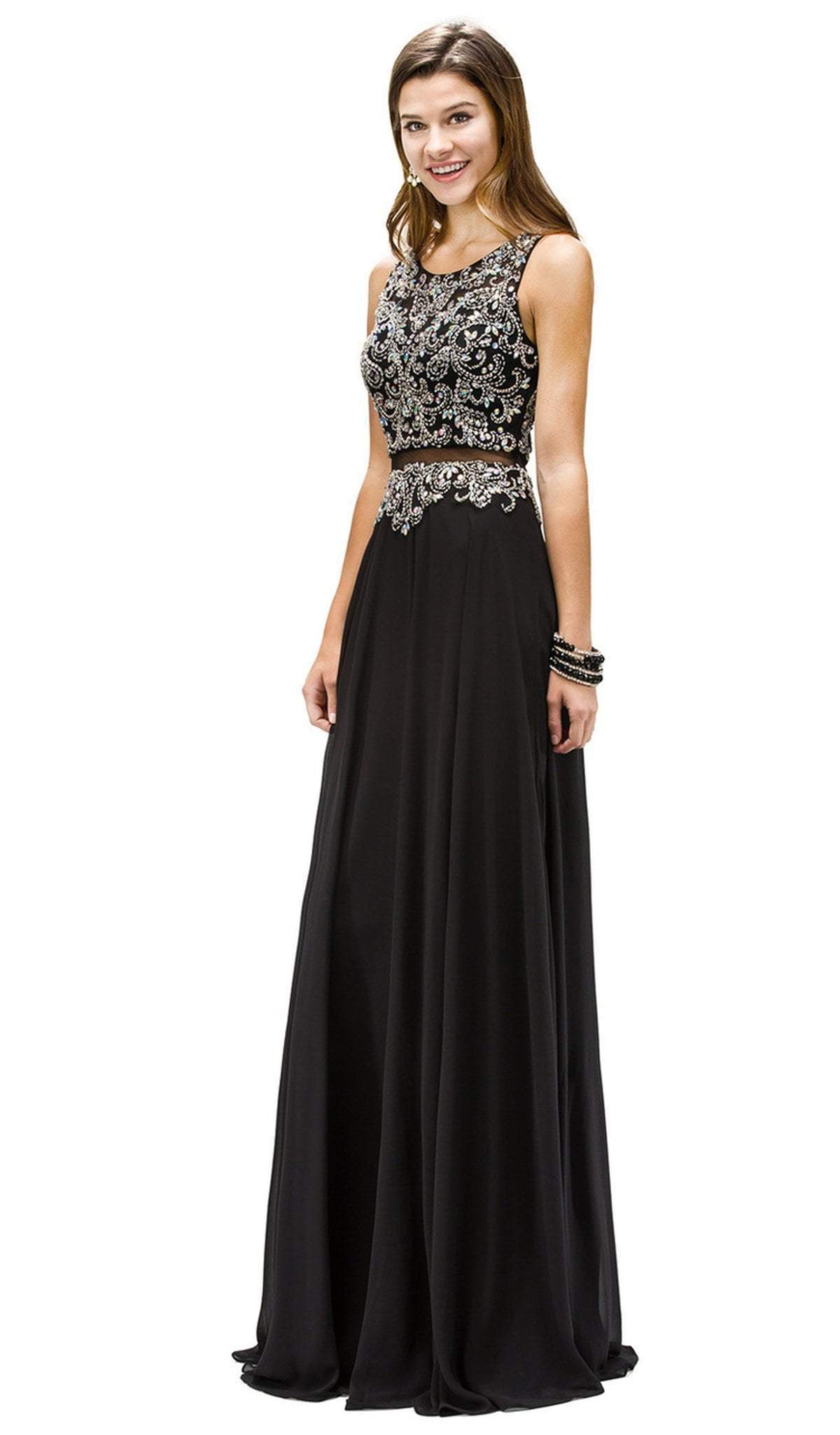 Dancing Queen - 9150 Intricately Bejeweled Illusion Two Piece- Prom Dress
