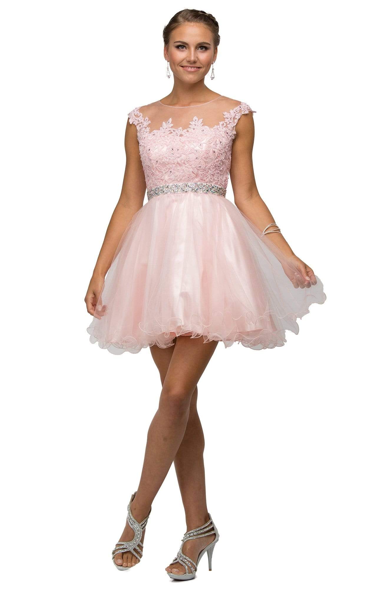 Dancing Queen - 9489 Lace Applique A-line Cocktail Dress