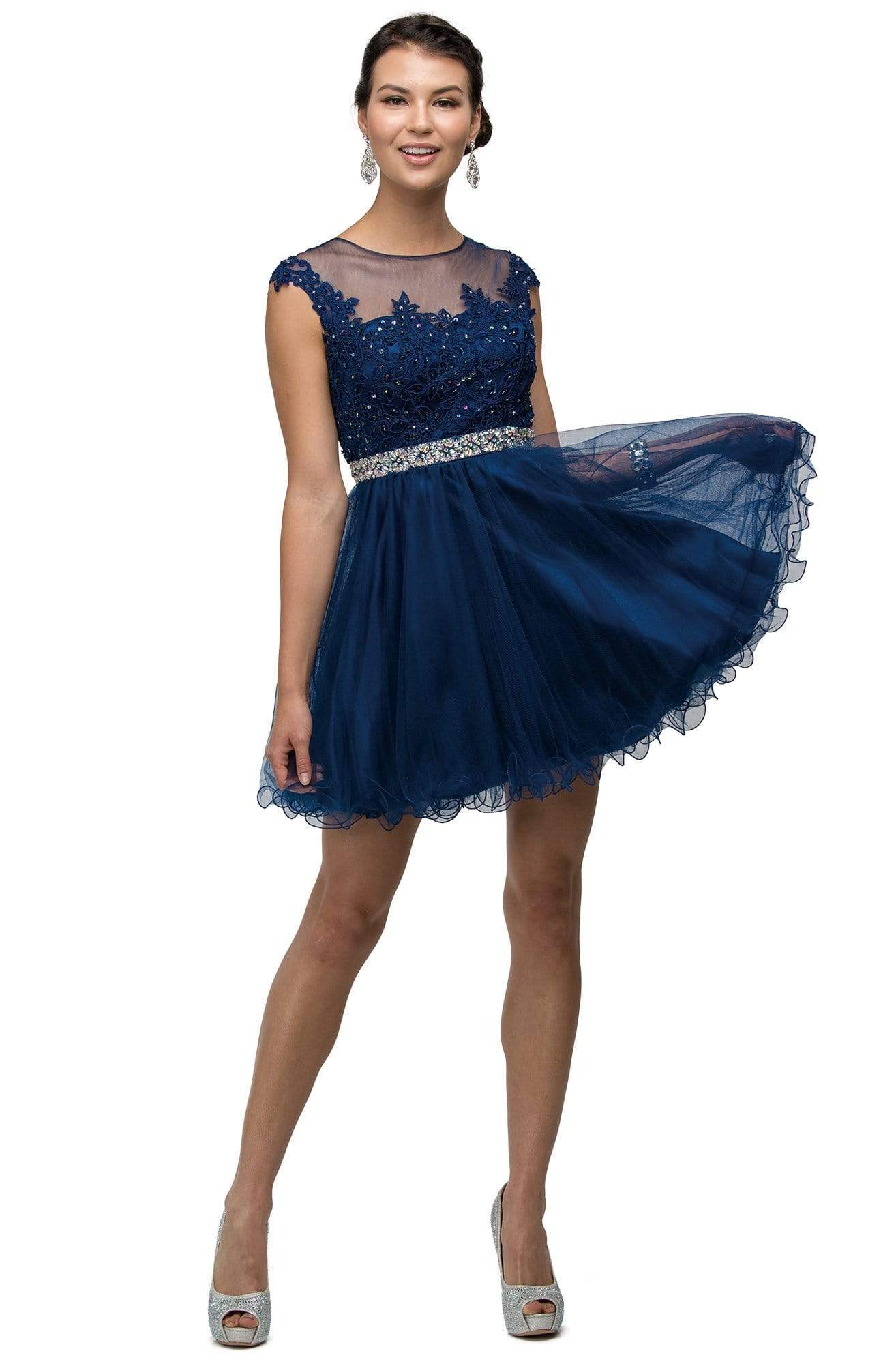 Dancing Queen - 9489 Lace Applique A-line Cocktail Dress
