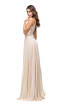 A-line Halter High-Neck Cutout Illusion Keyhole Back Zipper Racerback Beaded Jeweled Sheer Floor Length Natural Waistline Prom Dress