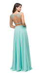A-line Natural Waistline Full-Skirt Floor Length Chiffon Cutout Embroidered Beaded Sleeveless Prom Dress
