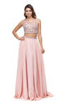 A-line Natural Waistline Chiffon Full-Skirt Sleeveless Floor Length Embroidered Beaded Cutout Prom Dress