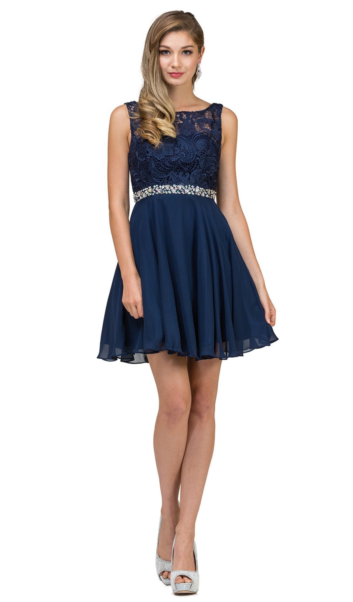 Dancing Queen - 9659 Illusion Lace Bodice Cocktail Dress
