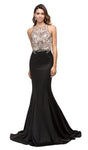 Cutout Illusion Back Zipper Fitted Jeweled Sheer Beaded Open-Back Mermaid Lace Trim Sleeveless Jeweled Neck Sweetheart Floor Length Prom Dress/Party Dress