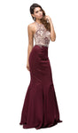 Jeweled Neck Sweetheart Floor Length Sleeveless Lace Trim Mermaid Fitted Open-Back Back Zipper Beaded Sheer Cutout Illusion Jeweled Prom Dress/Party Dress