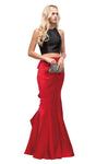 Sophisticated Mermaid Natural Waistline Bateau Neck Floor Length Prom Dress With Ruffles