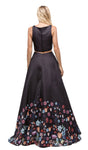 A-line Bateau Neck Natural Princess Seams Waistline Floor Length Sleeveless Floral Print Back Zipper Evening Dress/Prom Dress