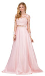 A-line Bateau Neck Sweetheart Sheer Illusion Applique Back Zipper Floor Length Natural Waistline Long Sleeves Prom Dress