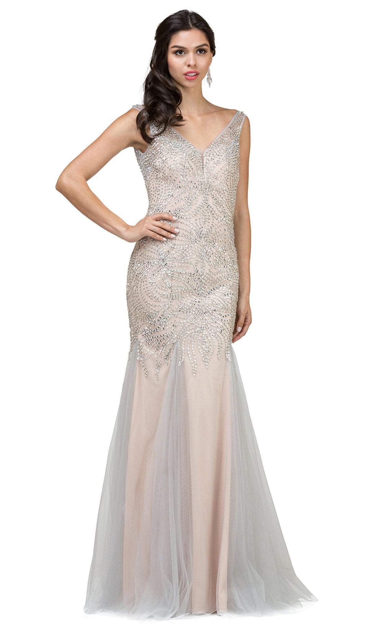 Dancing Queen - 9978 Embellished V-Neck Trumpet Prom Dress
