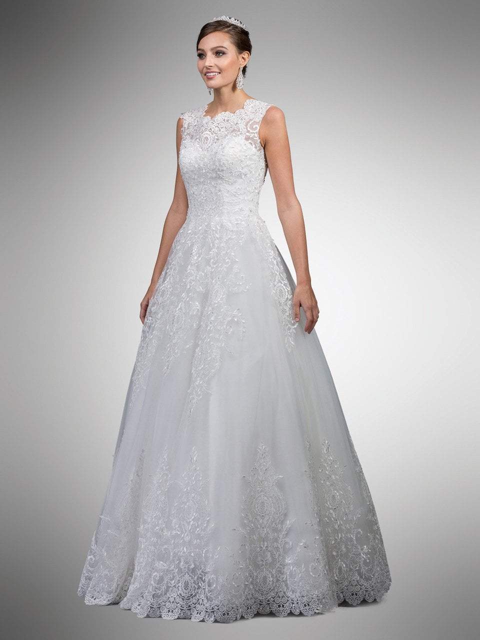 Dancing Queen Bridal - 25 Scalloped Embroidered Lace Corset Ballgown
