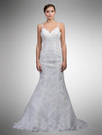 Beaded Fitted Button Closure Sweetheart Natural Waistline Mermaid Lace Sleeveless Wedding Dress with a Brush/Sweep Train