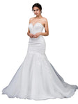 Strapless Natural Waistline Plunging Neck Sweetheart Fitted Floor Length Mermaid Lace Dress with a Brush/Sweep Train