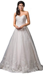 Sophisticated Strapless Sweetheart Natural Waistline Lace-Up Embroidered Fitted Party Dress with a Brush/Sweep Train