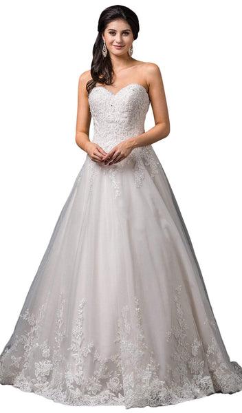 Sophisticated Strapless Natural Waistline Lace-Up Fitted Embroidered Sweetheart Party Dress with a Brush/Sweep Train