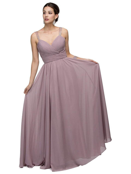 V-neck Corset Natural Waistline Back Zipper Sheer Ruched Sequined Ball Gown Bridesmaid Dress/Prom Dress/Party Dress