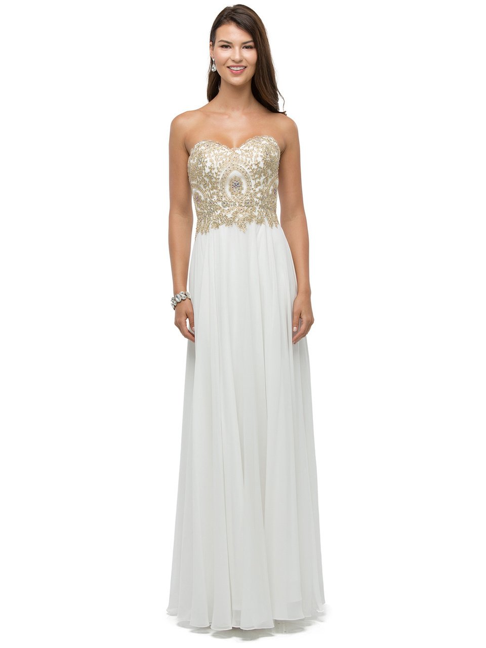 Dancing Queen Bridal - 9502 Stunning Bead Encrusted Sweetheart Chiffon Ball Gown

