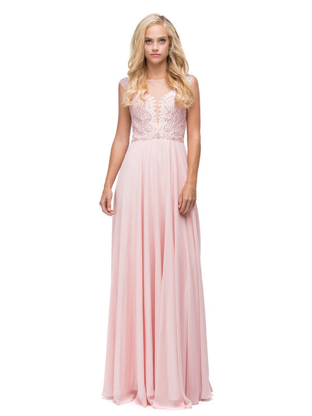 A-line Bateau Neck Sweetheart Natural Waistline Floor Length Sheer Gathered Applique Beaded Illusion Open-Back Sequined Pleated Back Zipper Cutout Bridesmaid Dress/Prom Dress