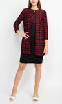 Checkered Print Scoop Neck Above the Knee Back Zipper Long Sleeves Sleeveless Sheath Empire Waistline Sheath Dress