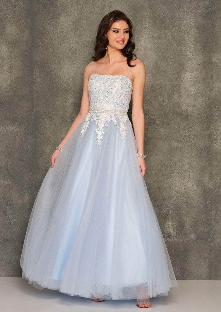 Dave & Johnny 10736 - Laced Straight-Across Prom Ballgown
