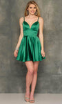 A-line V-neck Corset Empire Waistline Flutter Sleeves Spaghetti Strap Sheer Sheath Satin Cocktail Above the Knee Sheath Dress