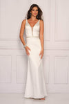 V-neck Plunging Neck Natural Waistline Beaded Trim Mermaid Illusion Open-Back Cutout Sheer Sleeveless Wedding Dress with a Brush/Sweep Train