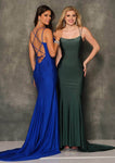 Strapless Open-Back Fitted Lace-Up Back Zipper Floor Length Short Satin Straight Neck Sleeveless Spaghetti Strap Sheath Natural Waistline General Print Sheath Dress/Evening Dress/Prom Dress/Party Dres