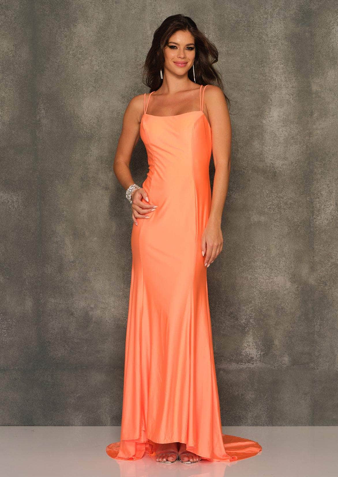 Dave & Johnny A10049 - Laced-Up Back Long Satin Evening Gown
