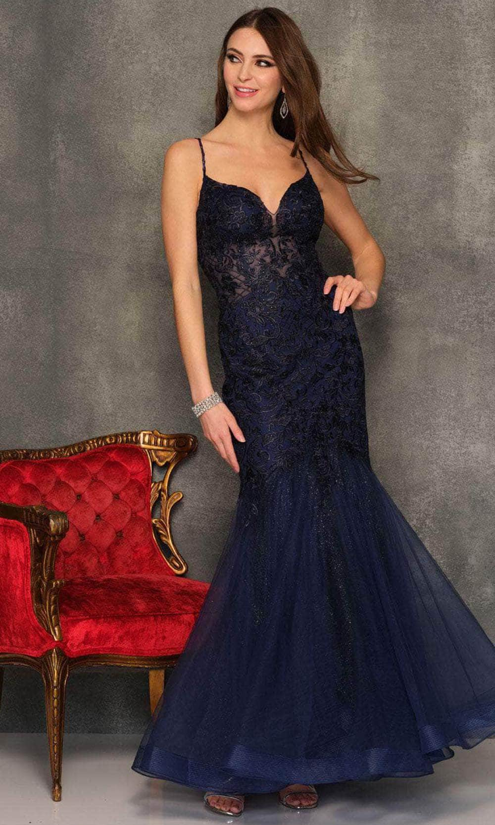 Dave & Johnny A10625 - Embroidered Trumpet Prom Dress
