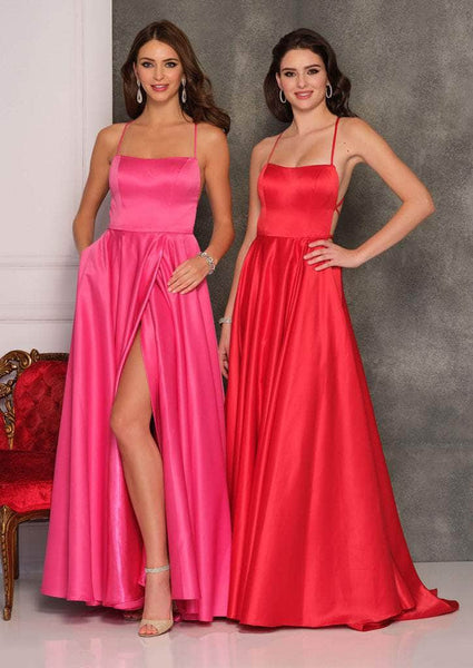 A-line Natural Waistline Full-Skirt Silk Floor Length Open-Back Fitted Slit Scoop Neck Spaghetti Strap Evening Dress with a Brush/Sweep Train
