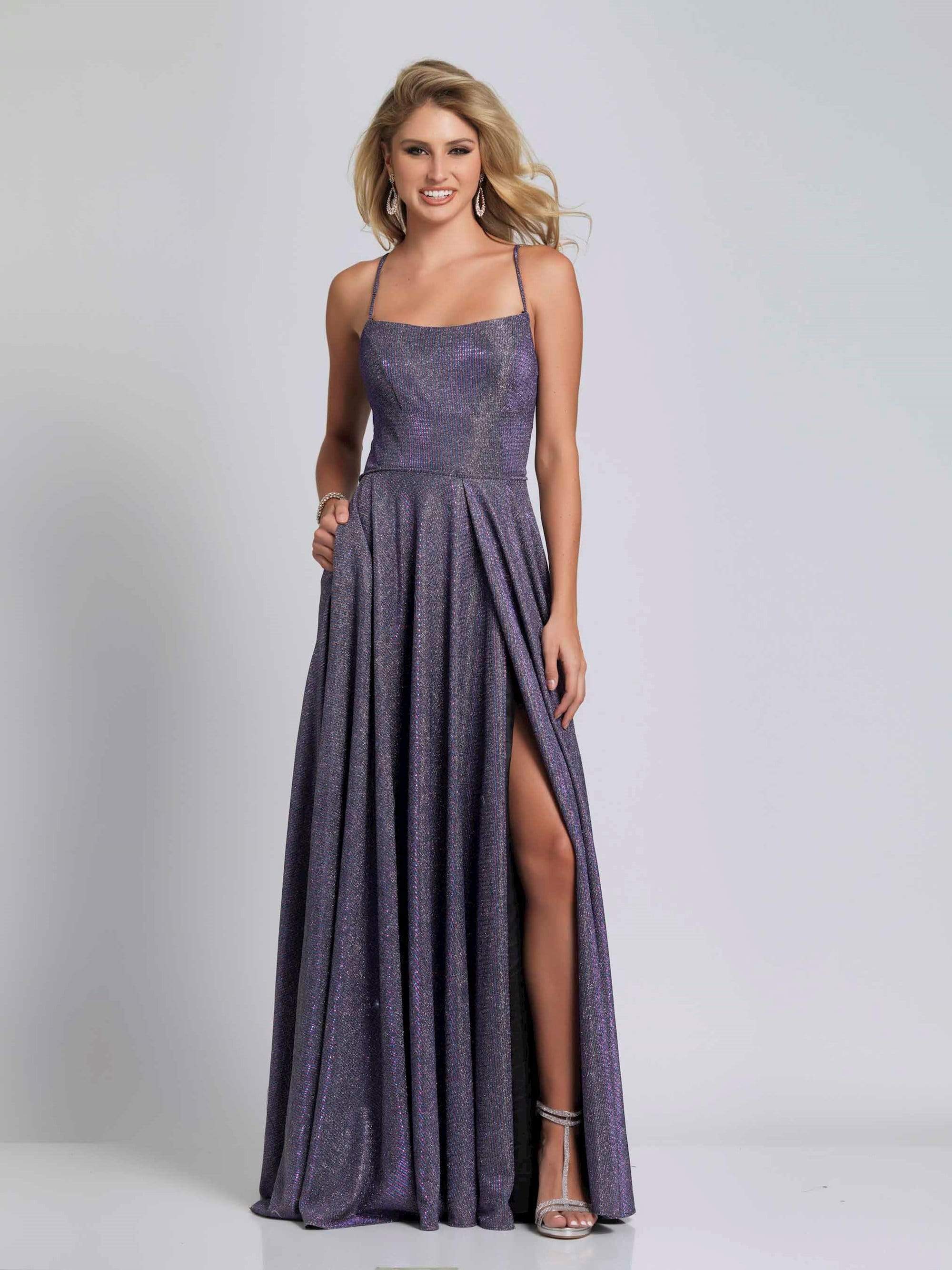 Dave & Johnny - A6933 Pleated A-Line Evening Dress with Slit
