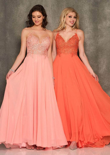 A-line V-neck Natural Waistline Plunging Neck Spaghetti Strap Floor Length Back Zipper Embroidered Semi Sheer Gathered Applique Bridesmaid Dress/Prom Dress