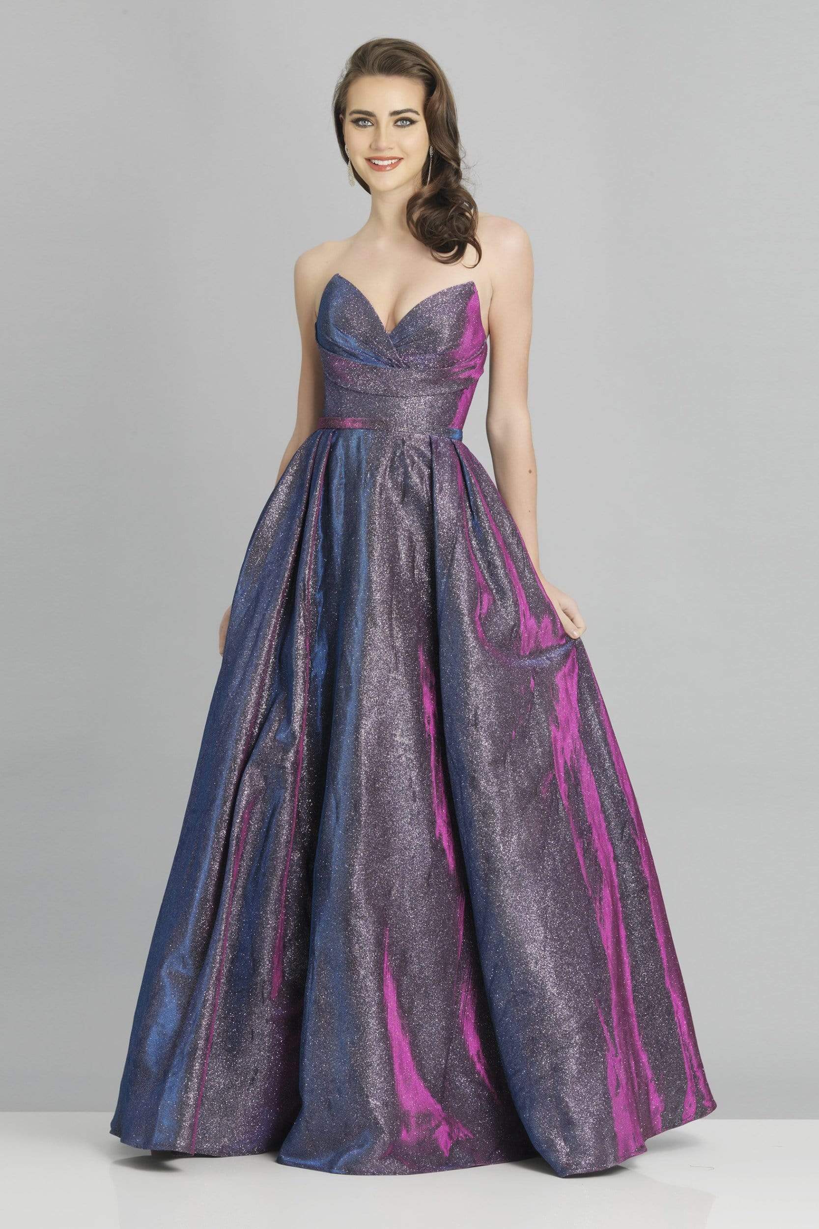 Dave & Johnny - A8357 Strapless V-Neck Pleated Ballgown
