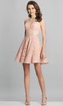 A-line Strapless Lace Floral Print Natural Waistline Sleeveless Fitted Pleated Cocktail Above the Knee Sweetheart Dress